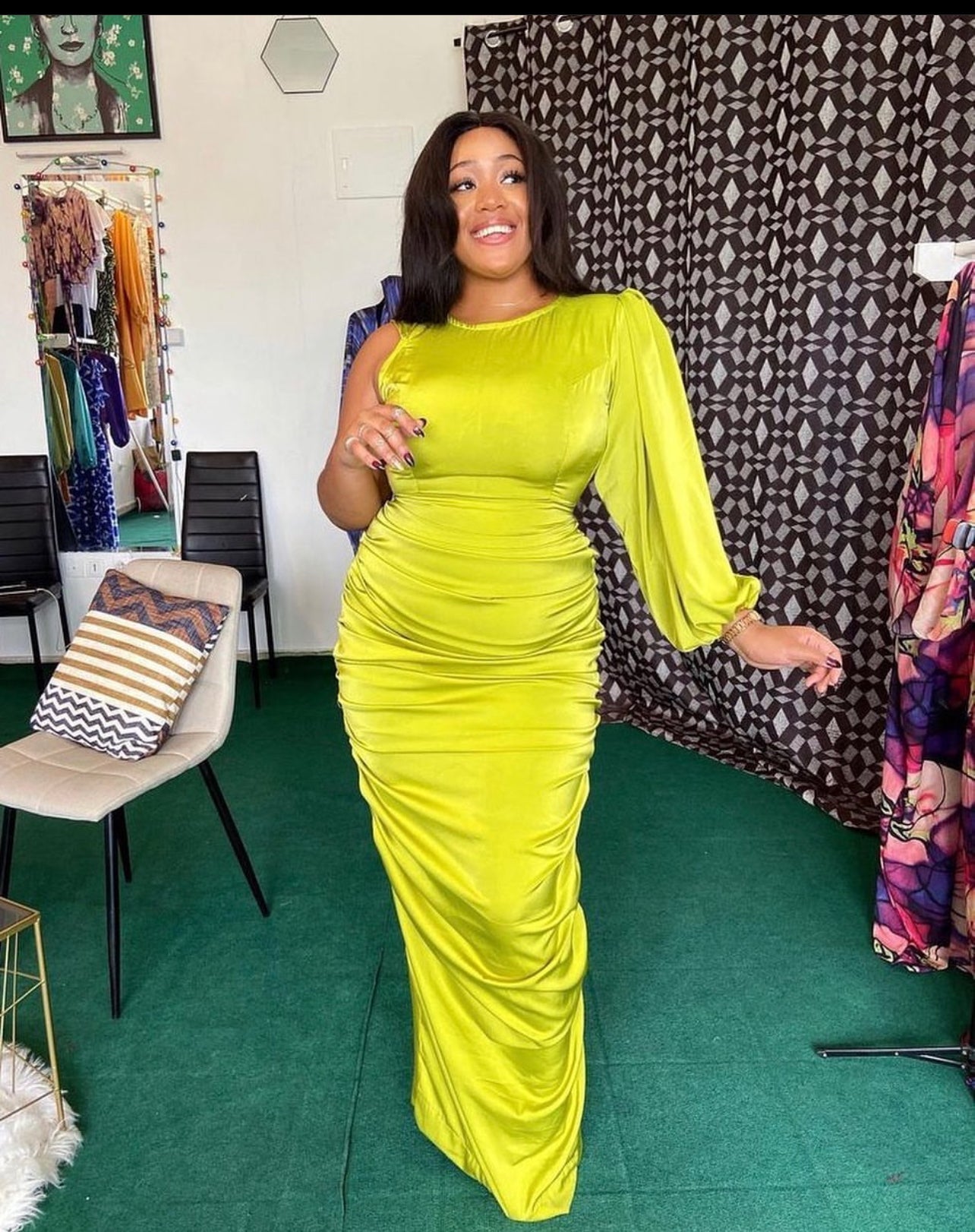 One shoulder long dress