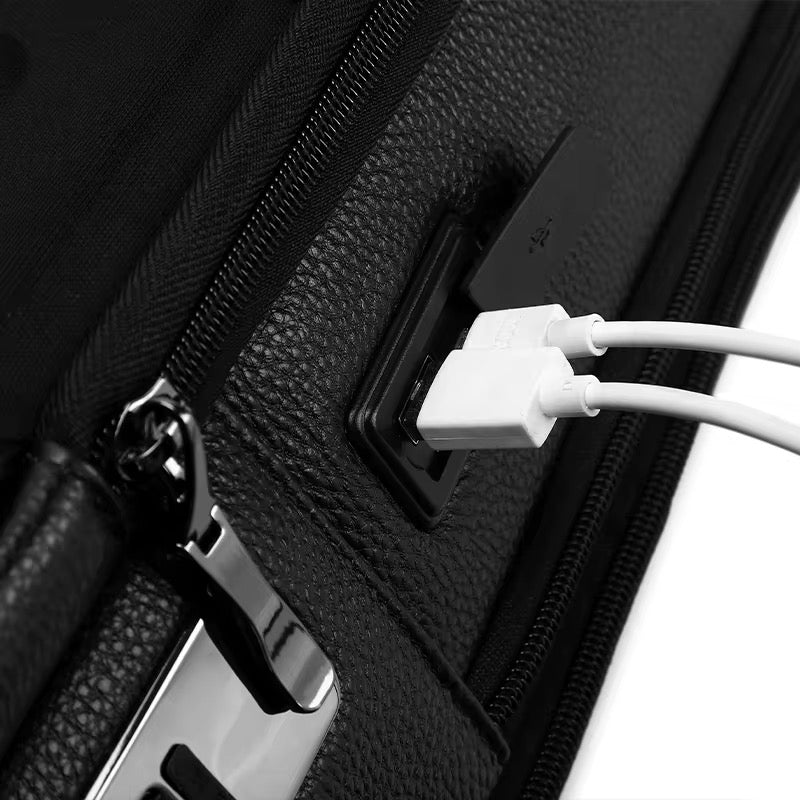 Sac à dos intelligent en cuir véritable avec système de déverrouillage par empreinte digitale et localisation gps