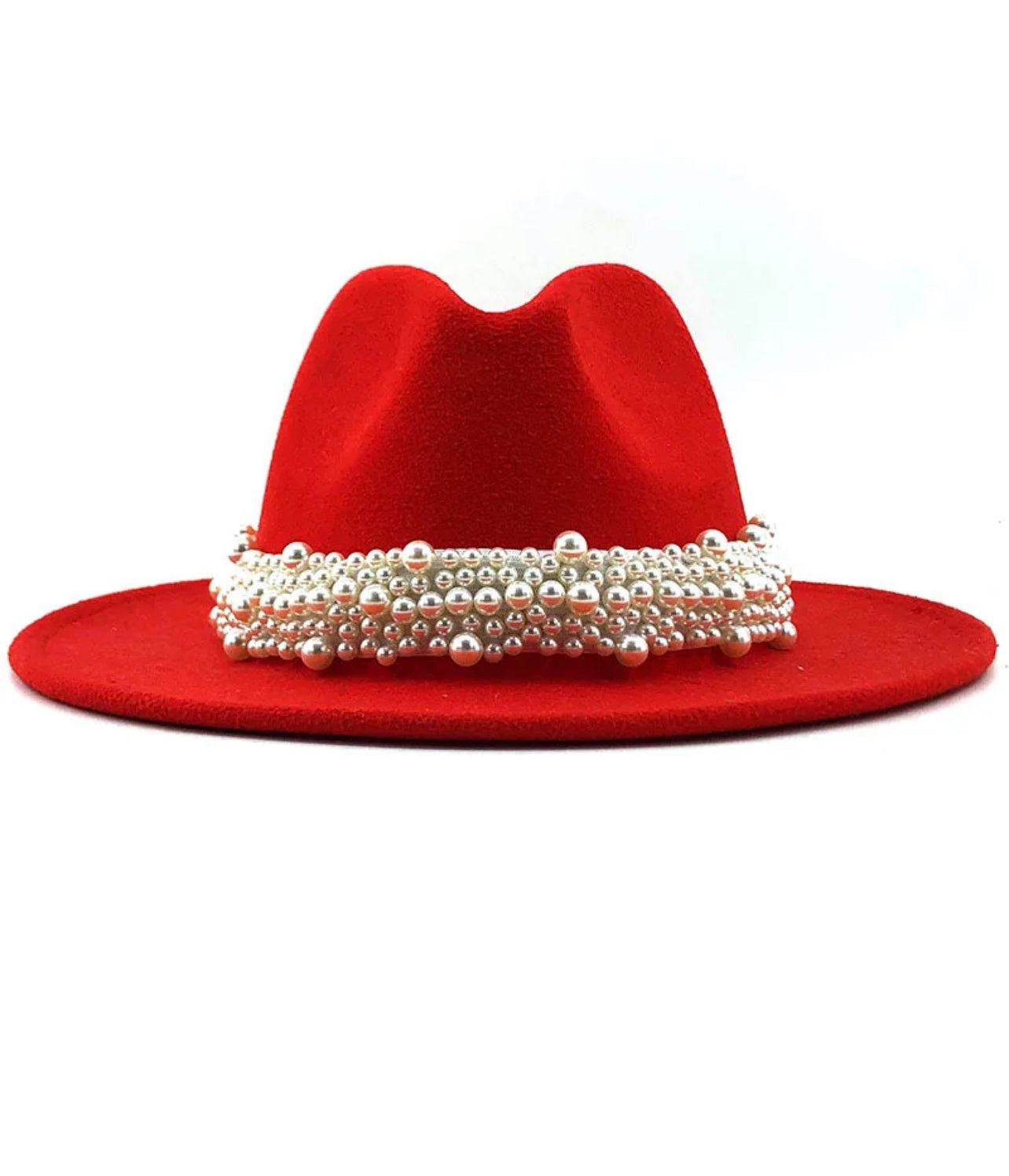 Chapeau large bord avec un bandeau en perle