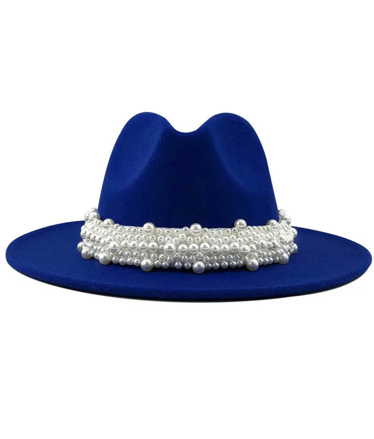 Chapeau large bord avec un bandeau en perle