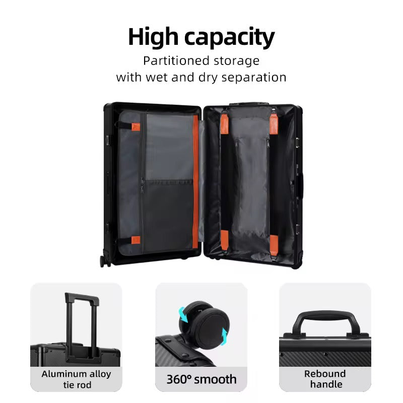 Valise de voyage intelligente avec empreinte digitale en fibre de carbone pc, valise personnalisée avec serrure TSA