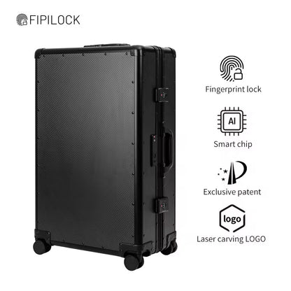 Valise de voyage intelligente avec empreinte digitale en fibre de carbone pc, valise personnalisée avec serrure TSA