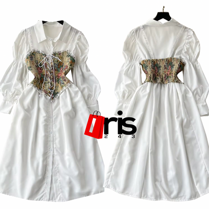 Robe chemise à ceinture à corset