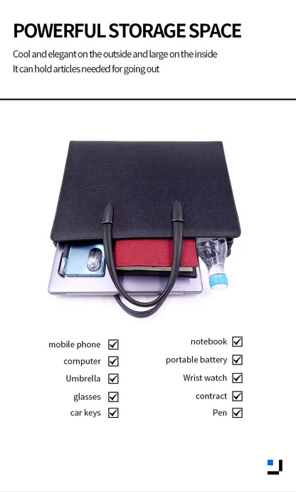 Sac à  main d’affaire intelligent en cuir véritable avec serrure à empreinte digitale