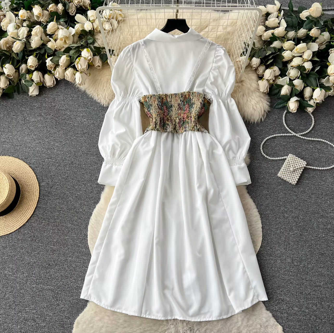Robe chemise à ceinture à corset